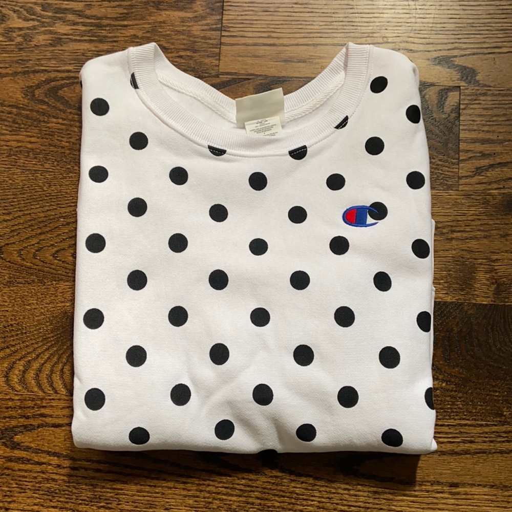 Black & white polka dot Champion Crewneck